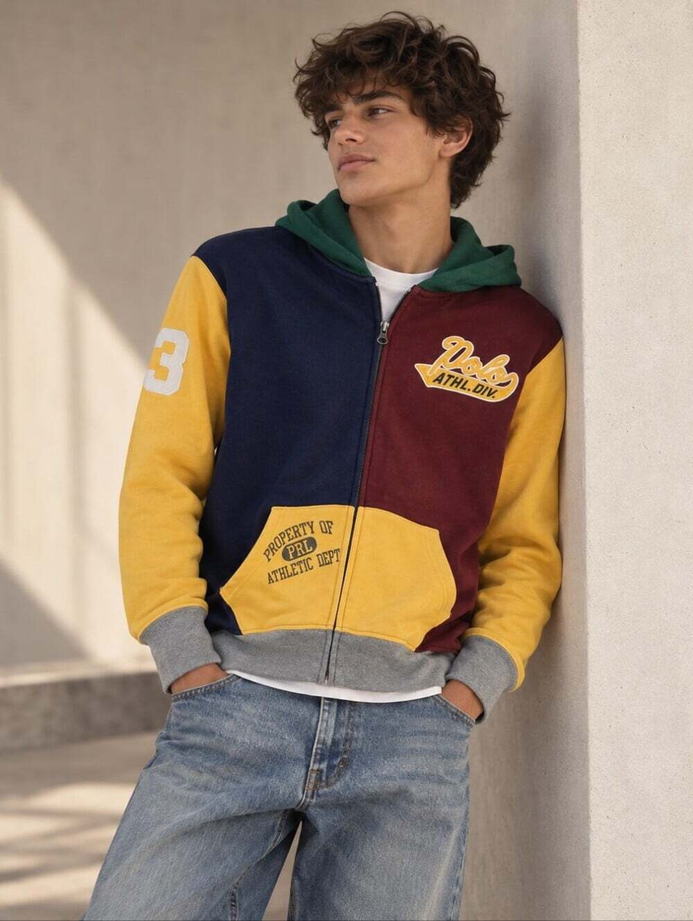 Polo Ralph Lauren Performance Colorblock Zip Hoodie XL 18-20 Varsity